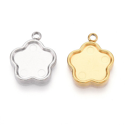 304 Настройки кабошон из нержавеющей стали кулон, ионное покрытие (ip), цветок