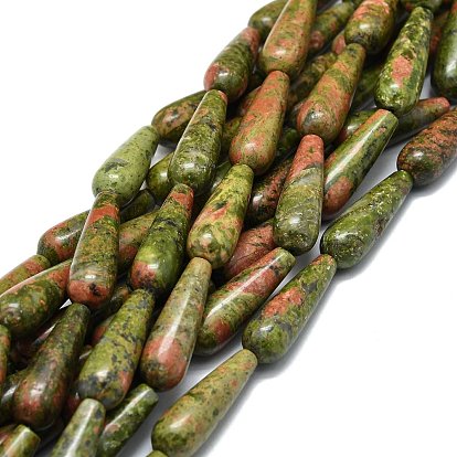 Natural Unakite Beads Strands, Waterdrop