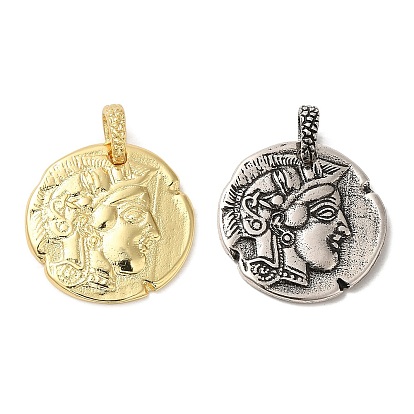 Латунные подвески, долговечный, без кадмия и без свинца, плоский круглый с человеческим обаянием