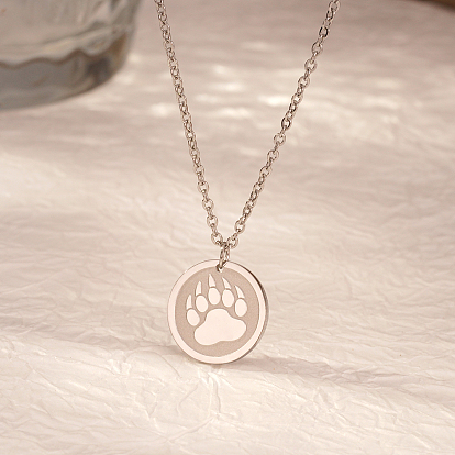 304 Ожерелья с подвеской в виде отпечатка медвежьей лапы из нержавеющей стали для ежедневного ношения женщинами