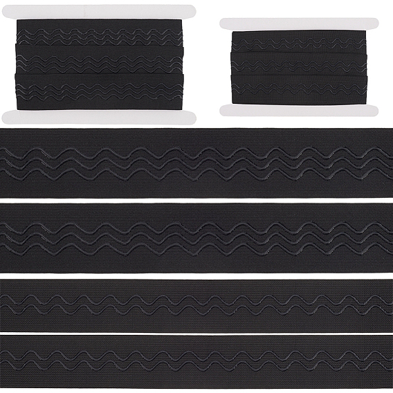 2 стили плоские полиэстеровые нескользящие трикотажные эластичные ремни, волнистые силиконовые резинки-захваты для шитья одежды, с картонными карточками 2шт.