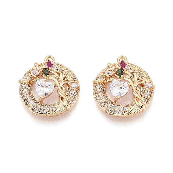 Латунные микро проложить кубического циркония подвески, плоские круглые подвески в виде дерева и сердца