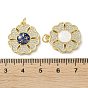 Brass Micro Pave Clear Cubic Zirconia Pendants, with Synthetic Opal and Jump Ring, Real 18K Gold Plated, Flower