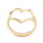 Adjustable Brass Finger Rings, Open Heart Rings, Long-Lasting Plated
