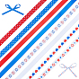 8Rolls 8 Styles Independence Day Polyester Ribbon, for Gift Packaging