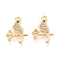 Латунные микропаве прозрачные подвески с фианитом, птица, без никеля 