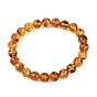 Natural Amber Beaded Stretch Bracelets, Round