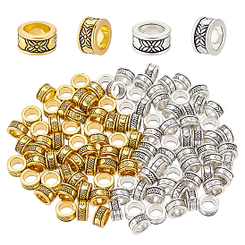 150 шт 2 стили европейские бусины из сплава в тибетском стиле, бусины с большим отверстием