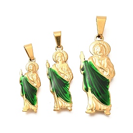 201 подвески из нержавеющей стали, с эмалью, Очарование святого Иуды, ионное покрытие (ip)