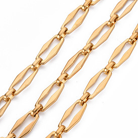 304 Stainless Steel Link Chains, with Spool, Unwelded, Nickel Free, Real 18K Gold Plated