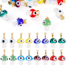 16 шт 8 цвета подвески лэмпворк ручной работы, гриб, с реечной обшивкой латунными выводами, долговечный, золотые