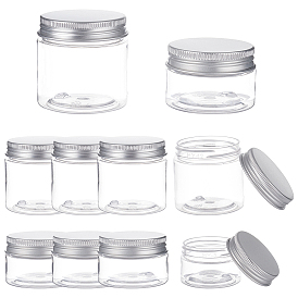 BENECREAT Transparent Plastic Bead Containers, with Aluminium Cover, Column, Platinum