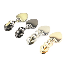 Alloy Zipper Head with Heart Charms, Zipper Pull Replacement, Zipper Sliders for Purses Luggage Bags Suitcases