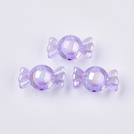 UV Plating Transparent Acrylic Bead, Rainbow, Bead in Bead, Candy