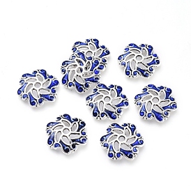 6 - capuchon de perle en alliage de pétale, avec l'émail, fleur, argent antique
