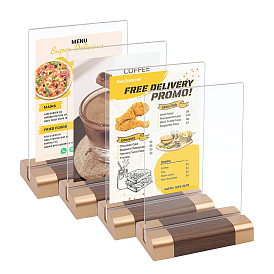 4шт. прямоугольный акриловый настольный держатель карт, настольная демонстрационная доска с деревянным основанием