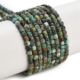 Natural African Turquoise(Jasper) Beads Strands, Faceted Table Cut Cube