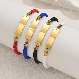 Ионное покрытие (IP) 304 браслеты из нержавеющей стали для женщин, нейлона шнур браслеты, золотые