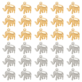 30 piezas 2 colores colgantes de latón, elefante