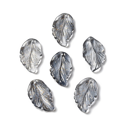 Подвески из окрашенного и нагреваемого стекла, с блеском порошок, перо лист