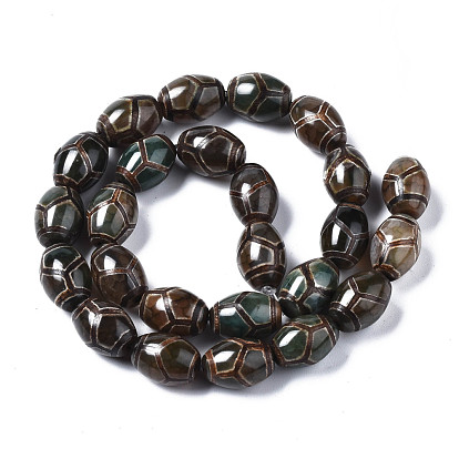 Tibetan Style dZi Beads, Natural Agate Beads, Rice