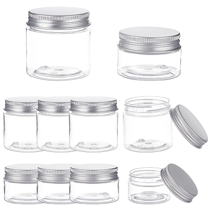 Transparent Plastic Bead Containers, with Aluminium Cover, Column, Platinum