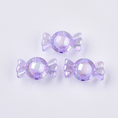 UV Plating Transparent Acrylic Bead, Rainbow, Bead in Bead, Candy