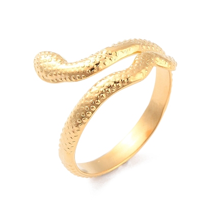 Ion Plating(IP) 304 Stainless Steel Snake Wrap Cuff Ring, Wide Open Ring for Women