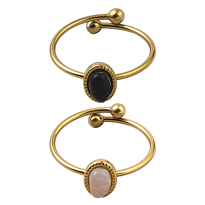 2 шт. 2 цвета нержавеющая сталь с синтетическими драгоценными камнями регулируемые манжеты, золотые