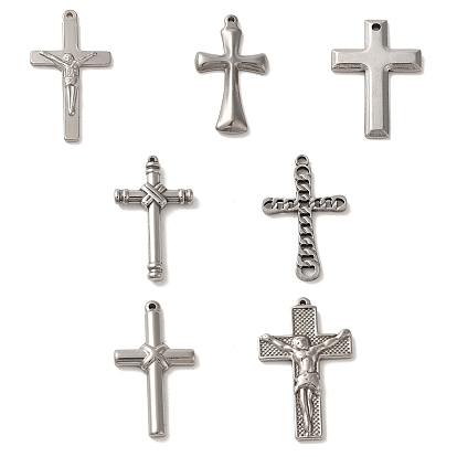 304 Stainless Steel Pendants, Cross Charm, Religion