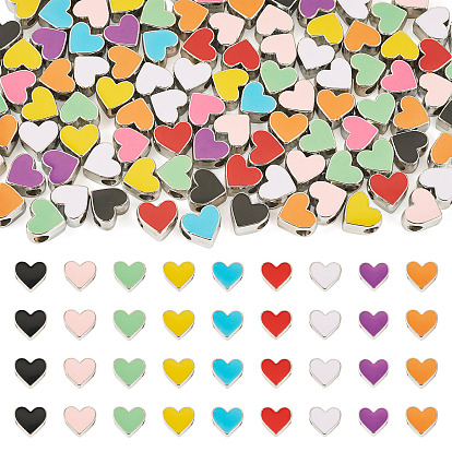 100шт ccb пластиковые европейские бусины, бусины с большим отверстием, с эмалью, платина, сердце, платина