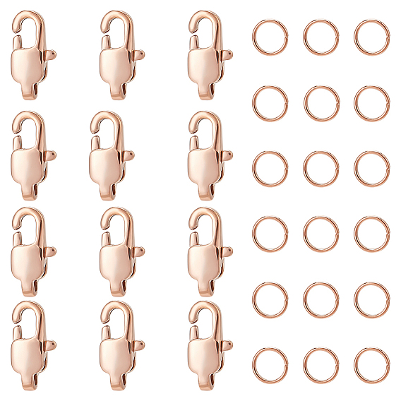 12 шт. ионное покрытие (ip) 304 застежки-лобстеры из нержавеющей стали, с 20 открытыми соединительными кольцами