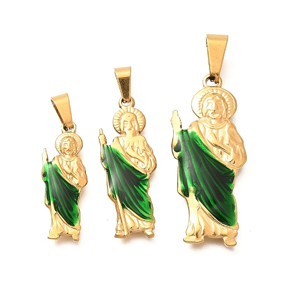 201 подвески из нержавеющей стали, с эмалью, Очарование святого Иуды, ионное покрытие (ip)