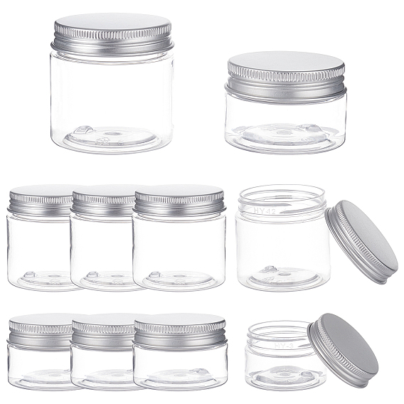 Transparent Plastic Bead Containers, with Aluminium Cover, Column, Platinum