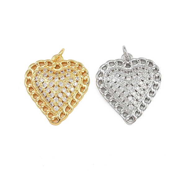 Латунные микро проложить кубического циркония подвески, с целью перехода в кольце, сердце прелести, стойки покрытие, долговечный, без свинца и без кадмия