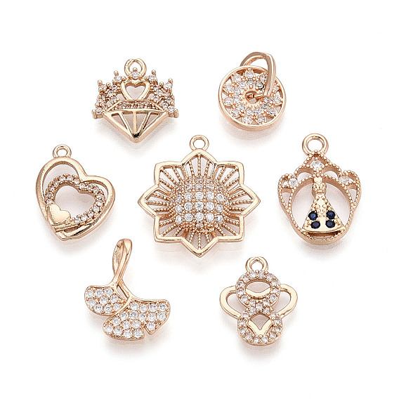 Латунные микро проложить кубического циркония подвески, разнообразные, золотые