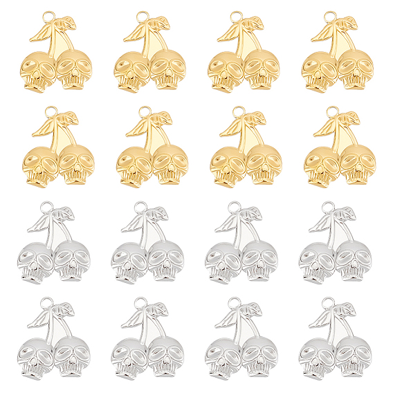 16 шт. 2 цветное ионное покрытие (ip) 304 подвески из нержавеющей стали, очарование черепа