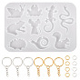 DIY Pendants Silicone Molds, for Women Earrings, with Iron Open Jump Rings, Iron Split Key Rings, Mixed Color