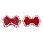 Acrylic Cabochons, with ABS Plastic Imitation Pearl Beads, Bowknot