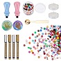 DIY Scrapbook Making Kits, Including Pear Wood Handle, Candle, Stainless Steel Spoon, Metallic Markers Paints Pens, Octagon Sealing Wax Particles, Wax Seal Brass Stamp Head