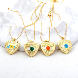 18k Gold Plated Devil Eye Heart Pendant Necklace with Chic and Luxurious Style