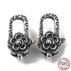 925 застежки-когти из таиландского стерлингового серебра, цветок, с печатью 925
