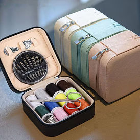 Square Sewing Box for Household Sewing and Mending, with Needles & Threads, Sewing Kit & Craft Organizer, Sewing Case Storage with Machine Sewing Thread