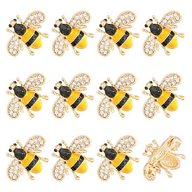 12 шт. железные броши-булавки со стразами в виде пчел, cmолой