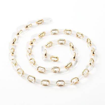 Handmade CCB Plastic Cable Chains, with Transparent Acrylic Linking Rings, Clear
