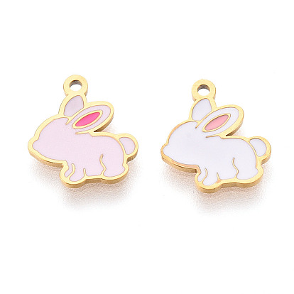 304 из нержавеющей стали шармы эмали, очарование кролика, ионное покрытие (ip), реальный 14 k позолоченный