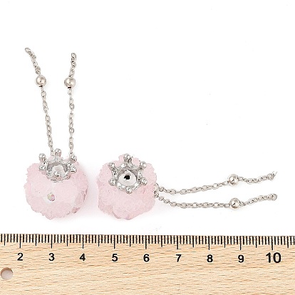 Handmade Luminous Polymer Clay Rhinestone Beads, Resin Fishtail & Acrylic Rose & Alloy Chain, Crown