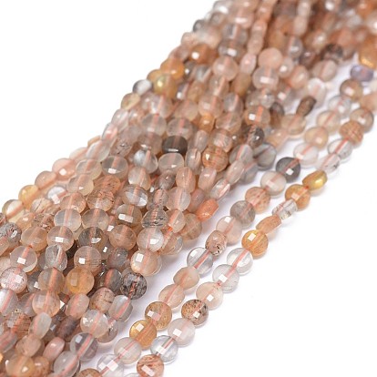 Natural Multi-Moonstone Beads Strands, Faceted, Flat Round