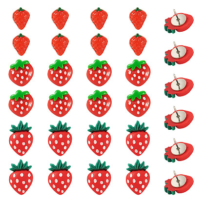 30 шт. 3 стили железные канцелярские кнопки, смолой клубники