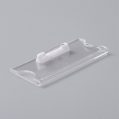 Transparent Acrylic Rectangle ID Card Sleeves Brooch Finding, Brooch Base Settings